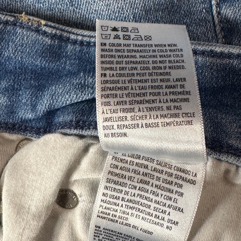 American Eagle SZ 12 SHORT Super Hi-Rise Jeggings Jeans Stretch Zip-Fly Whisker - Picture 10 of 11